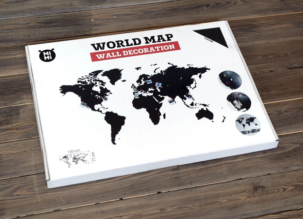 Деревянная карта мира World Map Wall Decoration Large, черная