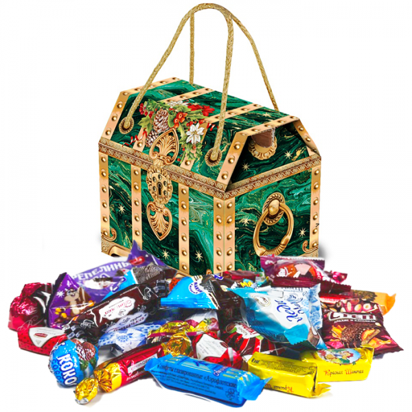 Подарок сладостей Малахитовая Шкатулка 1000гр