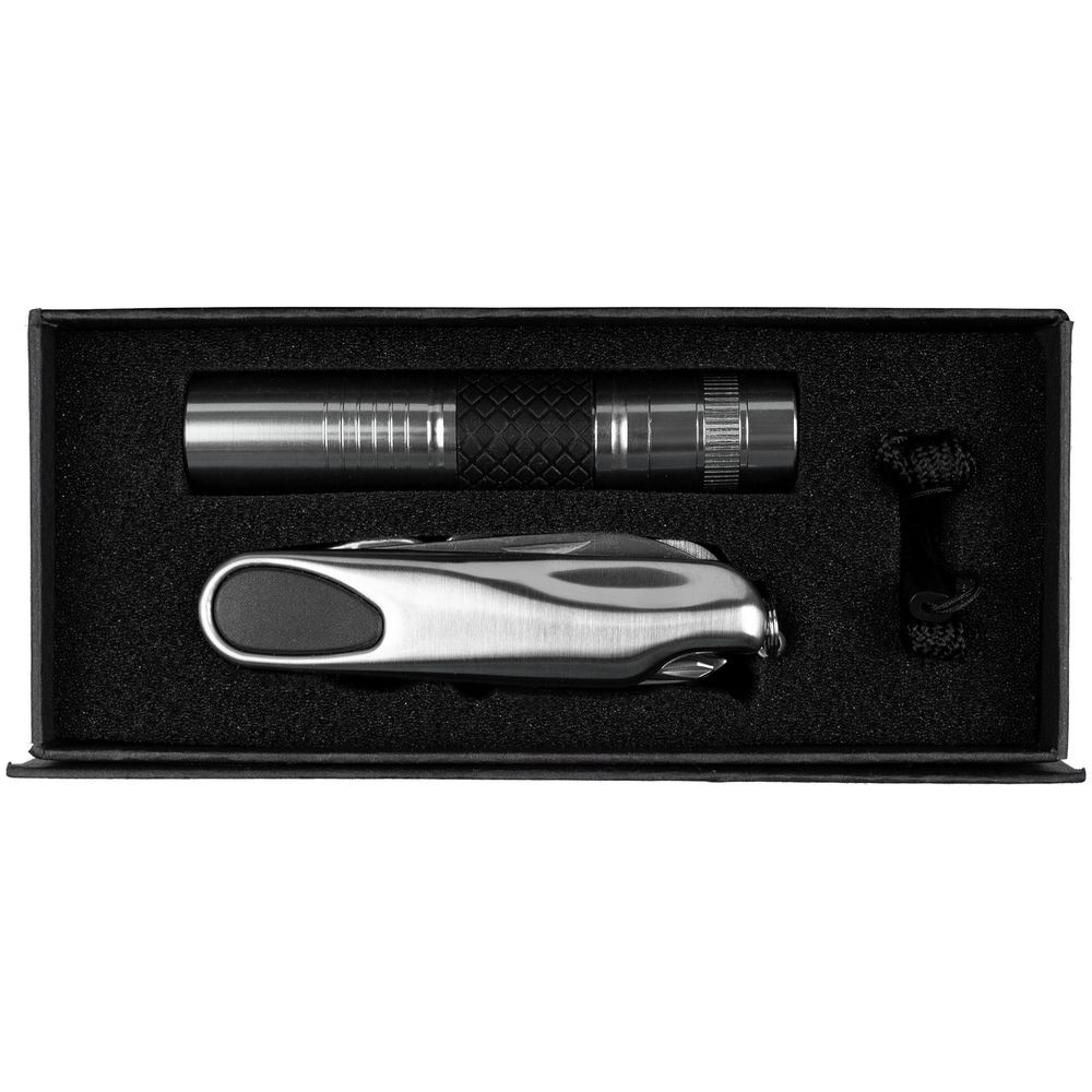 Набор «Зорге»: мультитул и фонарик, серебристый